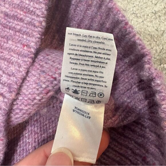 Faherty Lavender Boone Merino Wool Blend Puff Sleeve Sweater S - Picture 5 of 12